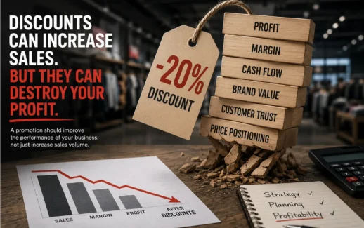 Retail discounts and profit margin strategy illustration